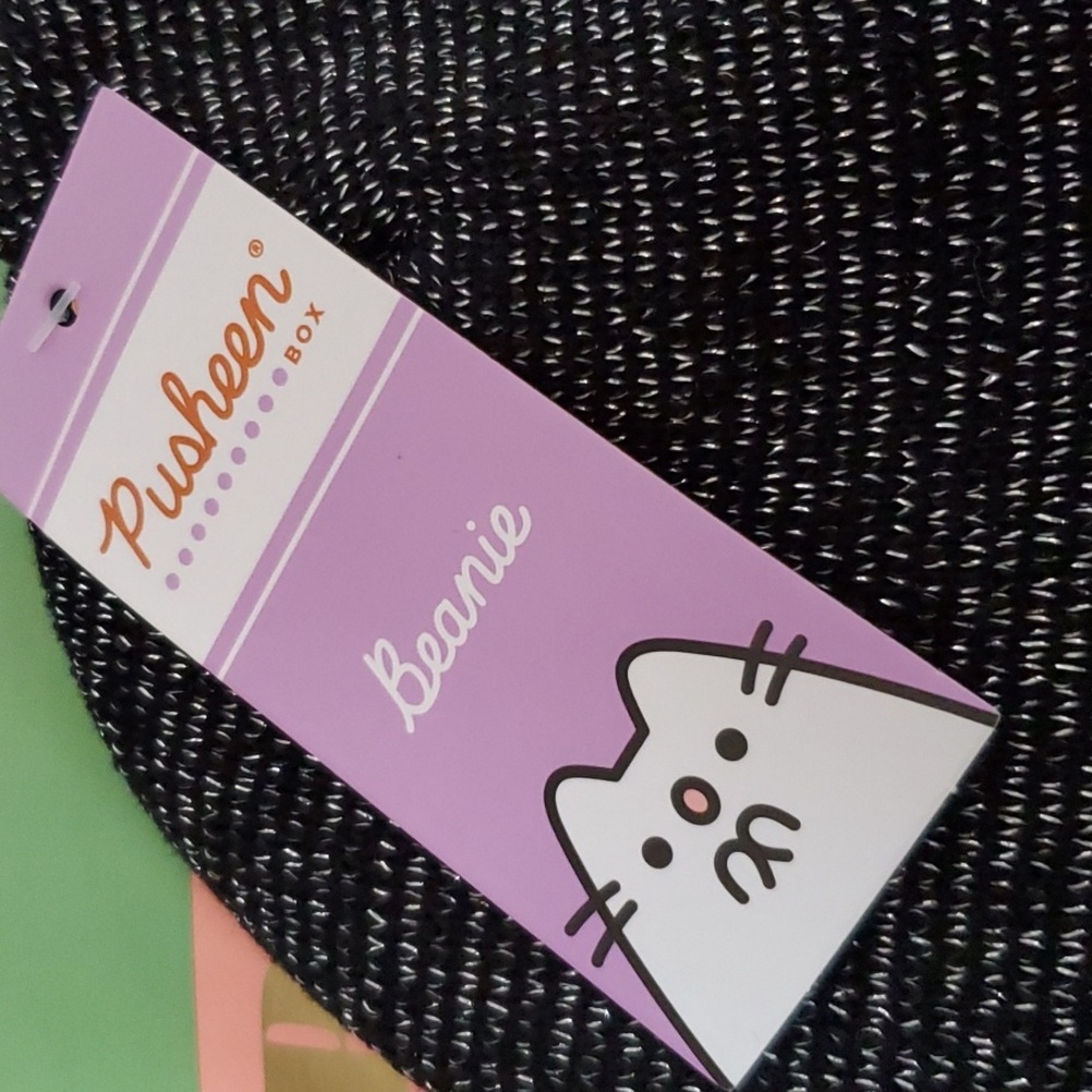 Pusheen Box EXCLUSIVE Boosheen Ghost Cat Black & Silver Beanie Hat 👻😻 NEW - Picture 2 of 5